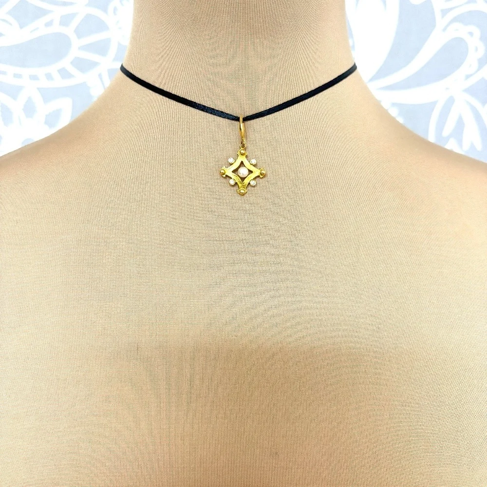 necklace pendant 14kt over sterling silver pearl 54
